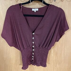 #7- LOVE T-purple button down blouse